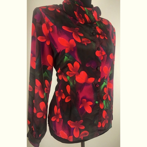 Vintage High Notes New York Floral Blouse - Picture 1 of 5